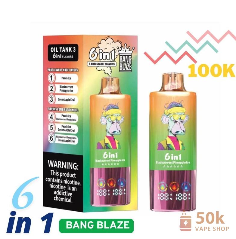 Bang Blaze 100K Puffs Disposable Vape | Triple Tank, 6 Flavors - Pilt 3
