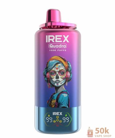 Jednorázové vape pero IREX QUADRA 4 v 1 se 100 tisíci šluky a 4 příchutěmi