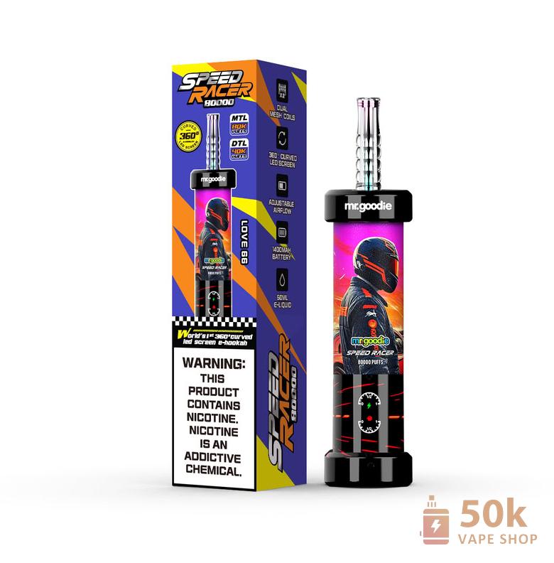 Mr.Goodie Speed Racer Dual-Mode Disposable Vape: 80K Puffs, 50ml E-liquid - Slika 6