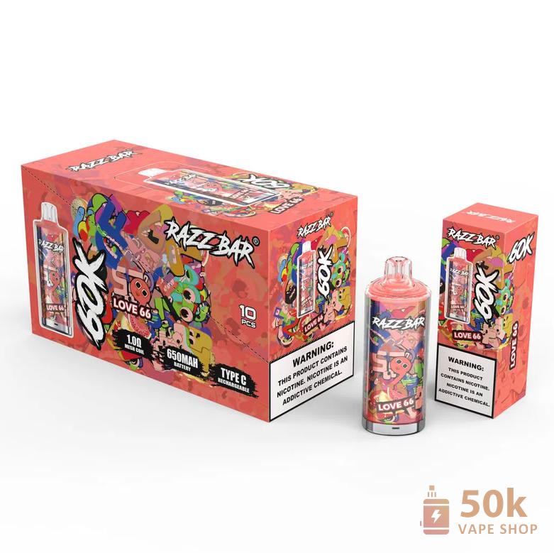 Razz Bar 60K Puffs Disposable Vape - 650mAh Battery, 16 Flavors - зображення 4