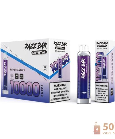 Razz Bar Crystal 10000 - Επαναφορτιζόμενος αναλώσιμος ατμός μίας χρήσης με 16 γεύσεις