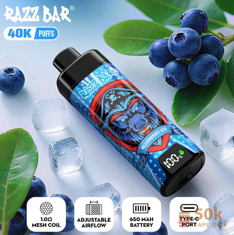 Razz Bar NEW 40000 Disposable Vape | 40K Puffs, LED Display & Rechargeable - Kép 3