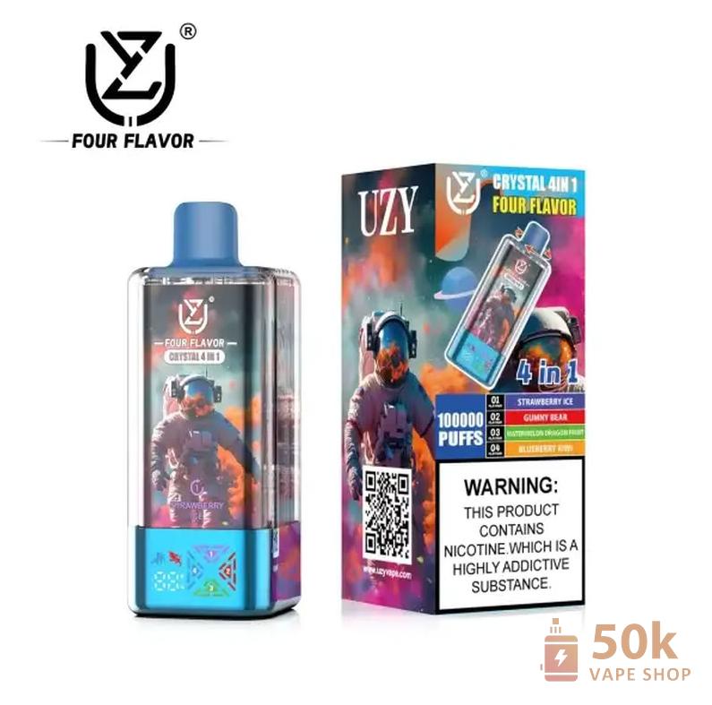 "Uzy Crystal 100000 Puffs Disposable Vape" - keturių skonių didelės talpos prietaisas