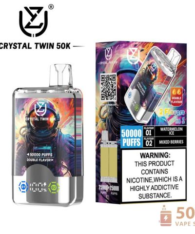 Alternativní pohled na UZY CRYSTAL TWIN 50000 Disposable Vape - Dual Flavor, 50K Puffs, Rechargeable
