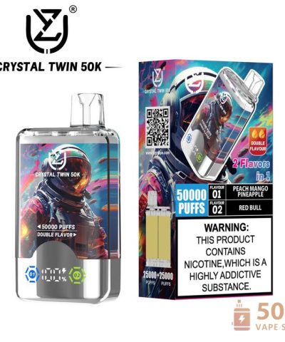 UZY CRYSTAL TWIN 50000 使い捨てベイプ - デュアルフレーバー、50Kパフ、充電式