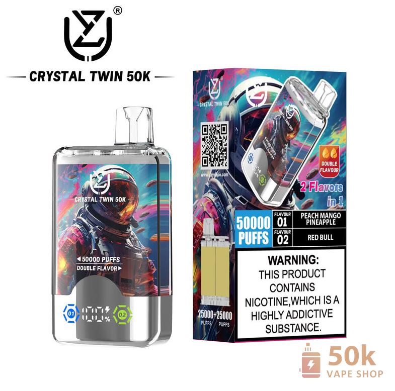UZY CRYSTAL TWIN 50000 Disposable Vape - Dual Flavor, 50K Puffs, Rechargeable